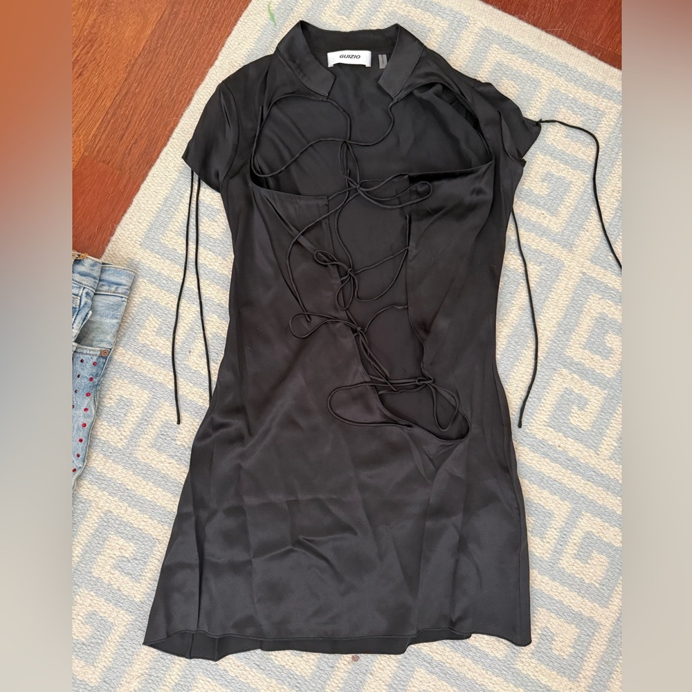 AllSaints Black Lace-Up Dress